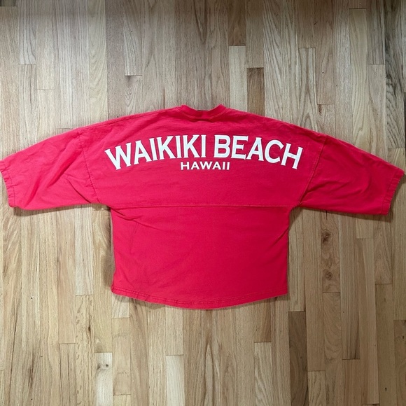 SPIRIT JERSEY waikiki beach hawaii coral short sleeve boxy tee size M - Picture 2 of 9